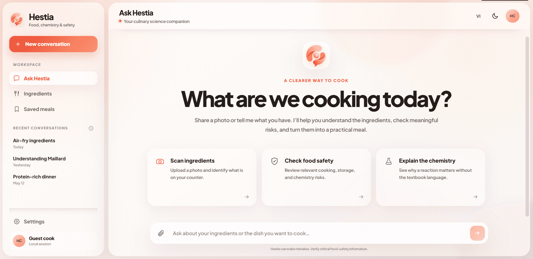 Hestia: Multimodal Food Chemistry & Evidence-Grounded Culinary Safety Assistant screenshot 2