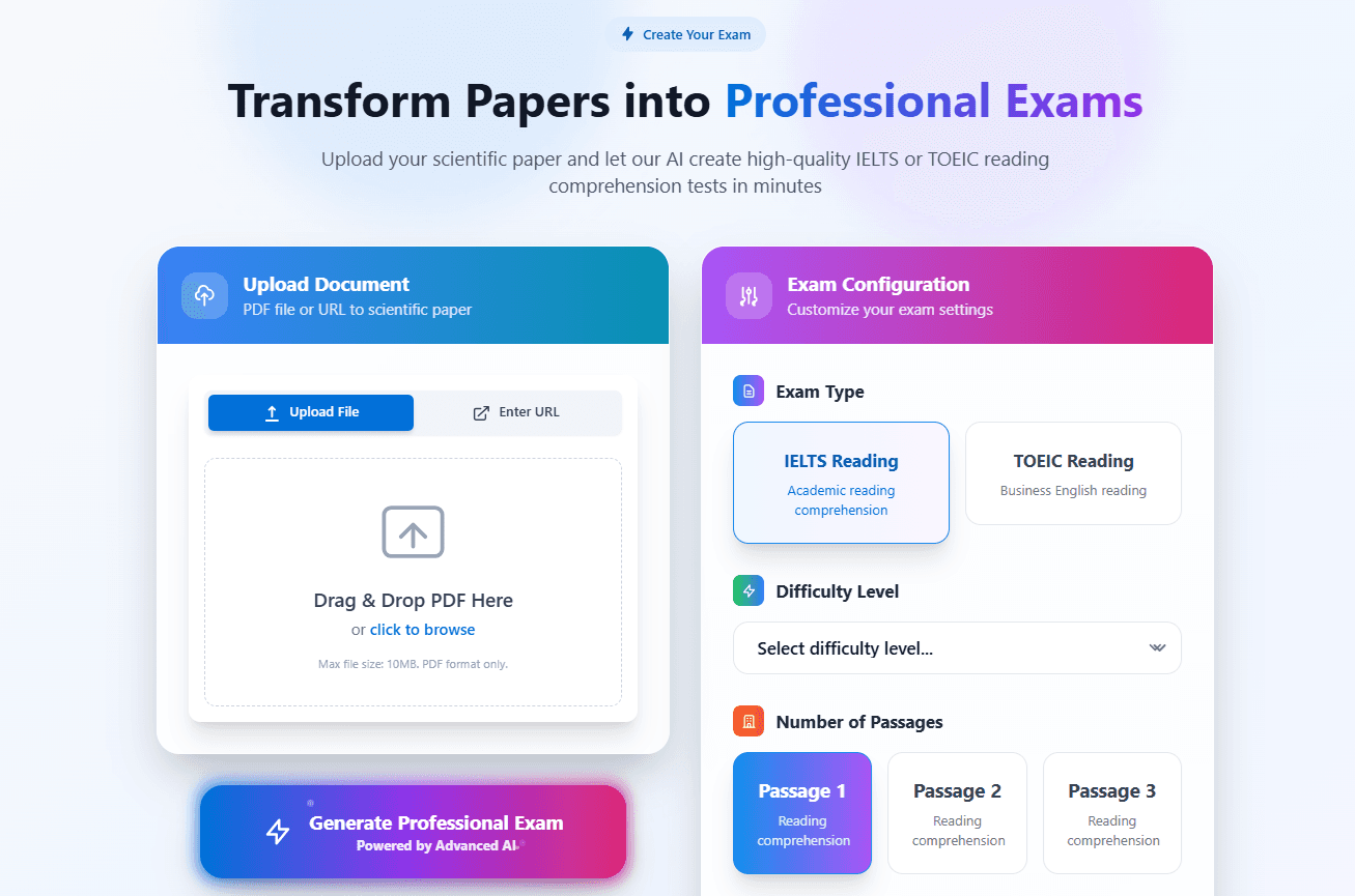 SciHorizone - IELTS Exam Generator