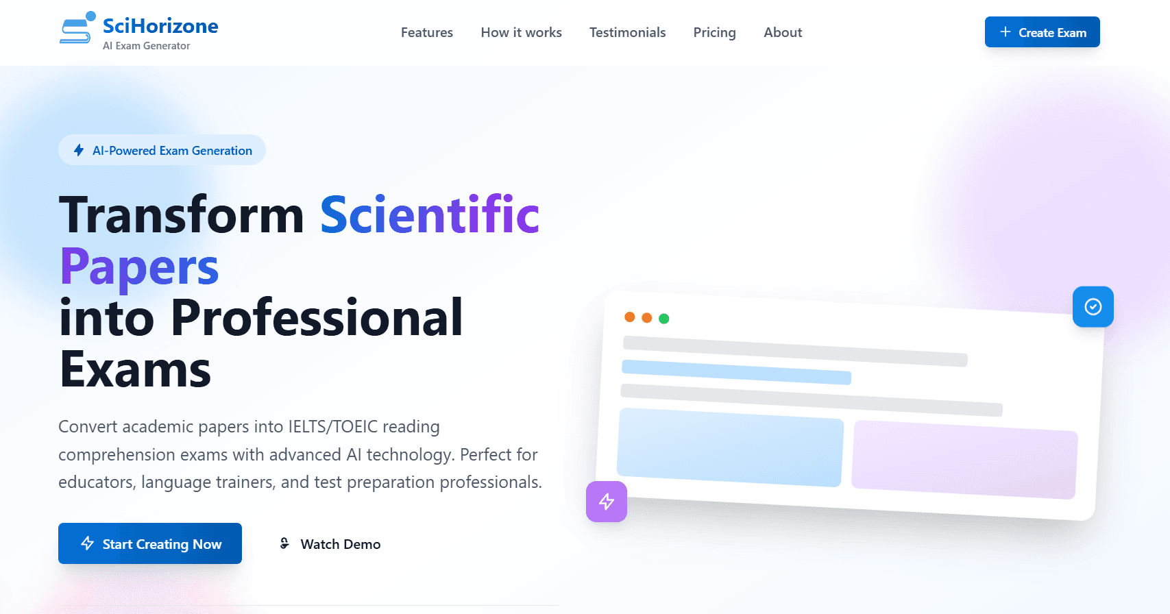 SciHorizone - IELTS Exam Generator